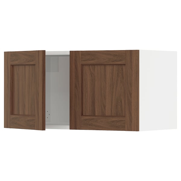 SEKTION Armoire murale 2 portes, blanc Enköping/brun effet noyer, 30x15x15 "