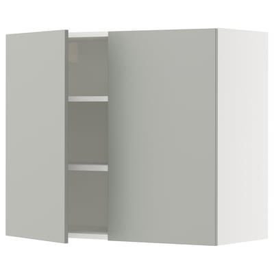 SEKTION Armoire murale 2 portes, blanc/Havstorp gris clair, 36x15x30 "