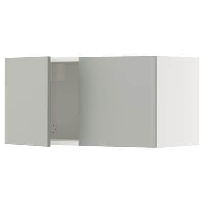 SEKTION Armoire murale 2 portes, blanc/Havstorp gris clair, 30x15x15 "