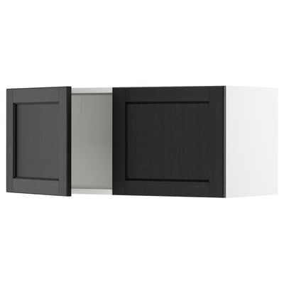 SEKTION Armoire murale 2 portes, blanc/Lerhyttan teinté noir, 36x15x15 "