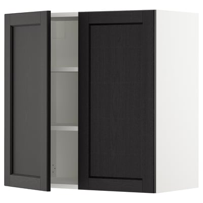 SEKTION Armoire murale 2 portes, blanc/Lerhyttan teinté noir, 30x15x30 "