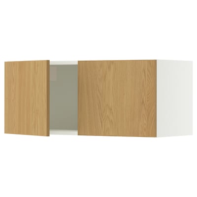 SEKTION Armoire murale 2 portes, blanc/Sinarp chêne plaqué, 36x15x15 "