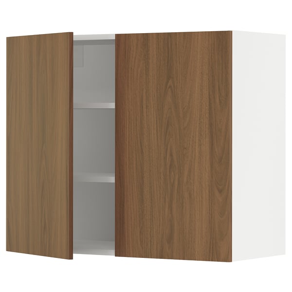 SEKTION Armoire murale 2 portes, blanc/Tistorp effet noyer foncé, 36x15x30 "