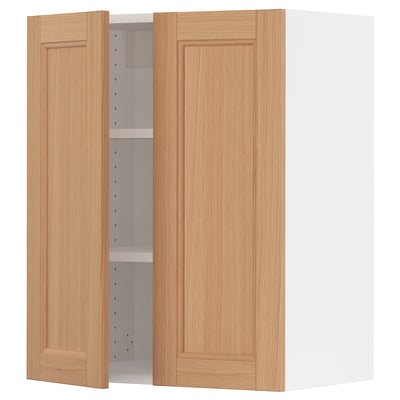 SEKTION Armoire murale 2 portes, blanc/Vedhamn chêne, 24x15x30 "