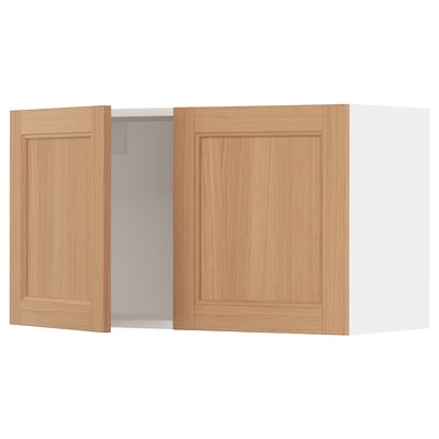 SEKTION Armoire murale 2 portes, blanc/Vedhamn chêne, 36x15x20 "