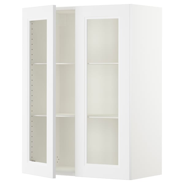 SEKTION Armoire murale 2 portes vitrées, blanc/Axstad blanc mat, 30x15x40 "