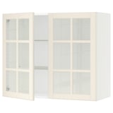 SEKTION Armoire murale 2 portes vitrées, blanc/Bodbyn blanc cassé, 36x15x30 "
