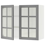 SEKTION Armoire murale 2 portes vitrées, blanc/Bodbyn gris, 36x15x30 "