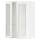 SEKTION Armoire murale 2 portes vitrées, blanc Enköping/blanc effet bois, 30x15x40 "