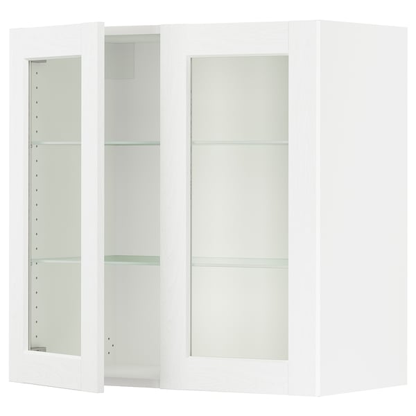 SEKTION Armoire murale 2 portes vitrées, blanc Enköping/blanc effet bois, 30x15x30 "