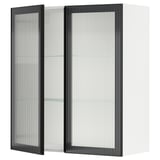 SEKTION Armoire murale 2 portes vitrées, blanc/Hejsta verre cannelé anthracite, 36x15x40 "