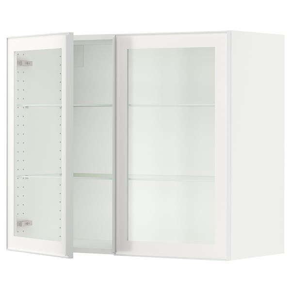 SEKTION Armoire murale 2 portes vitrées, blanc/Hejsta verre transparent/blanc, 36x15x30 "