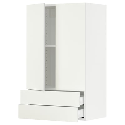SEKTION Armoire murale 2portes/2tiroirs, blanc/Vallstena blanc, 24x15x40 "