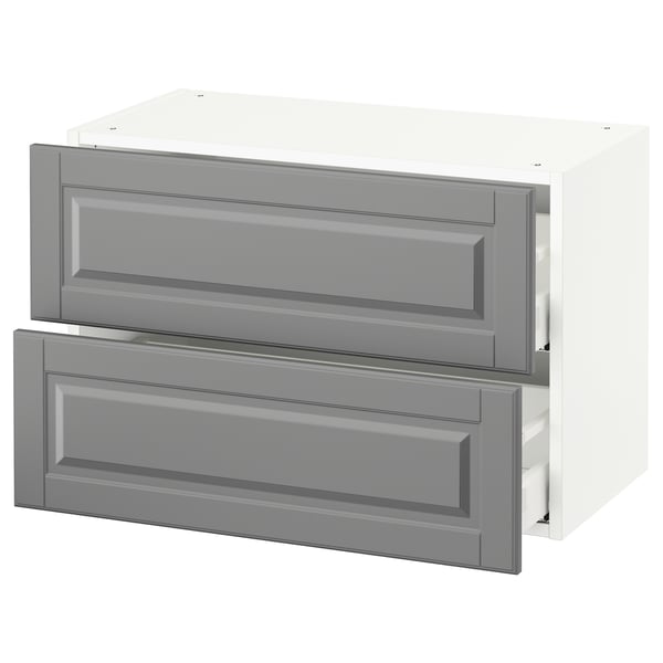 SEKTION Armoire murale à 2 tiroirs, blanc Maximera/Bodbyn gris, 30x15x20 "