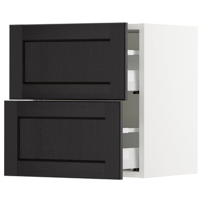 SEKTION Armoire murale à 2 tiroirs, blanc Maximera/Lerhyttan teinté noir, 18x15x20 "