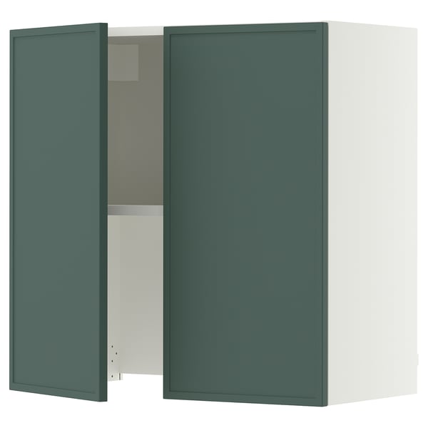 SEKTION Armoire murale à hotte intégrée, blanc/Aspudden gris-vert foncé, 30x15x30 "