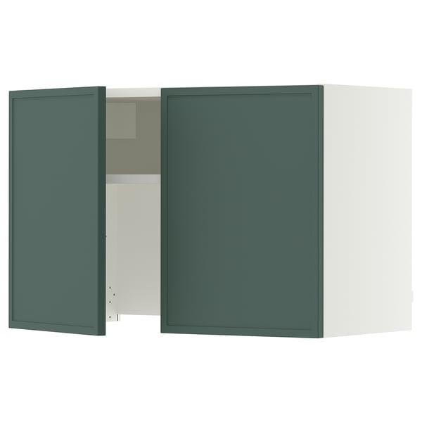 SEKTION Armoire murale à hotte intégrée, blanc/Aspudden gris-vert foncé, 30x15x20 "