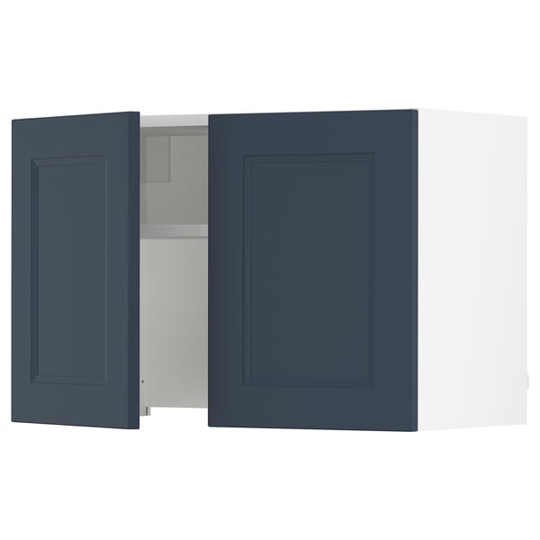 SEKTION Armoire murale à hotte intégrée, blanc Axstad/mat bleu, 30x15x20 "