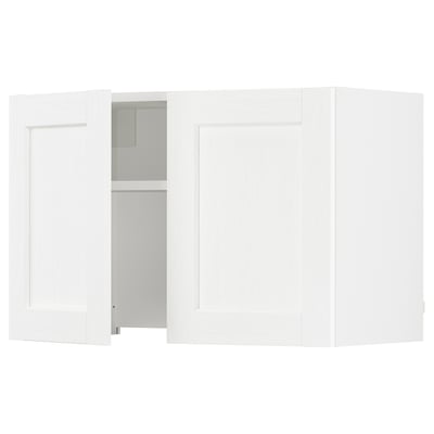 SEKTION Armoire murale à hotte intégrée, blanc Enköping/blanc effet bois, 30x15x20 "