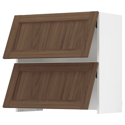 SEKTION Armoire murale à hotte intégrée, blanc Enköping/brun effet noyer, 30x15x30 "