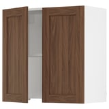 SEKTION Armoire murale à hotte intégrée, blanc Enköping/brun effet noyer, 30x15x30 "