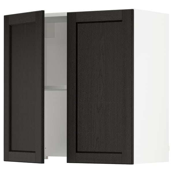 SEKTION Armoire murale à hotte intégrée, blanc/Lerhyttan teinté noir, 30x15x30 "