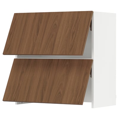 SEKTION Armoire murale à hotte intégrée, blanc/Tistorp effet noyer foncé, 30x15x30 "