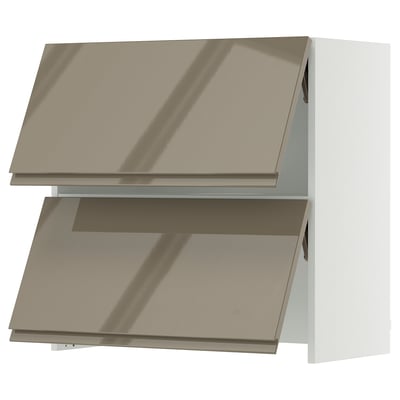 SEKTION Armoire murale à hotte intégrée, blanc/Voxtorp gris-brun foncé ultrabrillant, 30x15x30 "