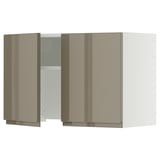 SEKTION Armoire murale à hotte intégrée, blanc/Voxtorp gris-brun foncé ultrabrillant, 30x15x20 "