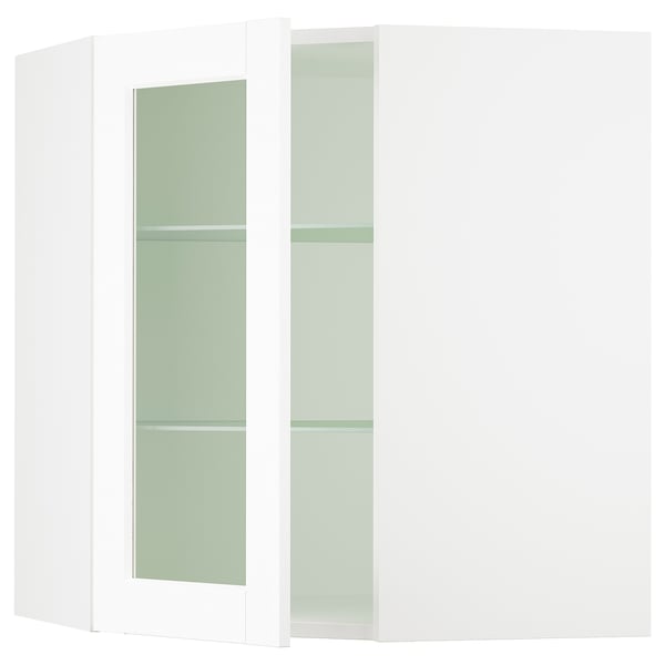 SEKTION Armoire murale ang+tblts/pte vit, blanc Enköping/blanc effet bois, 26x15x30 "