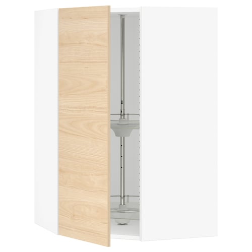SEKTION Armoire murale angle +rgt pivotant, blanc/Askersund effet frêne clair, 26x15x40 "