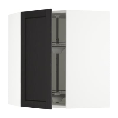 SEKTION Armoire murale angle +rgt pivotant, blanc/Lerhyttan teinté noir, 26x15x30 "