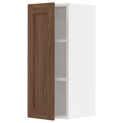 SEKTION Armoire murale, blanc Enköping/brun effet noyer, 12x15x30 "
