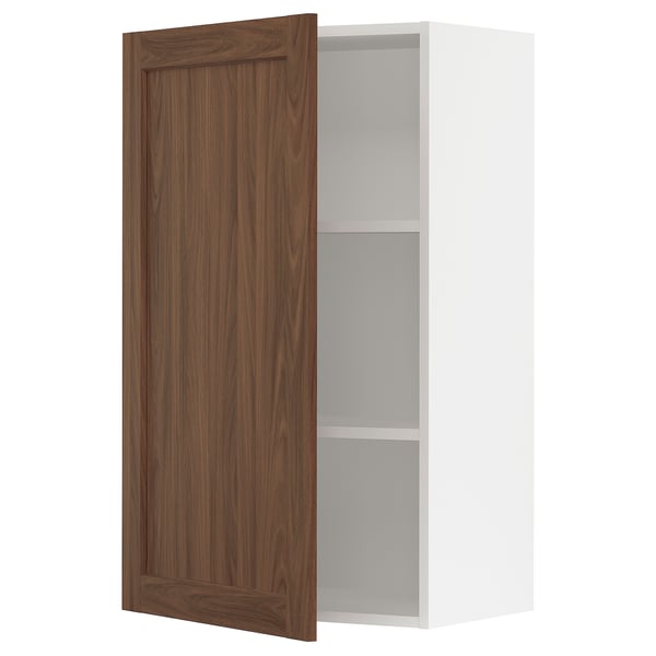 SEKTION Armoire murale, blanc Enköping/brun effet noyer, 24x15x40 "