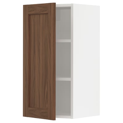 SEKTION Armoire murale, blanc Enköping/brun effet noyer, 15x15x30 "