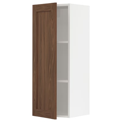 SEKTION Armoire murale, blanc Enköping/brun effet noyer, 15x15x40 "