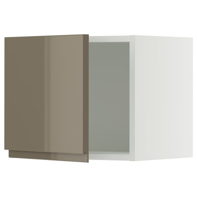 SEKTION Armoire murale, blanc/Voxtorp gris-brun foncé ultrabrillant, 18x15x15 "