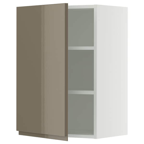 SEKTION Armoire murale, blanc/Voxtorp gris-brun foncé ultrabrillant, 21x15x30 "