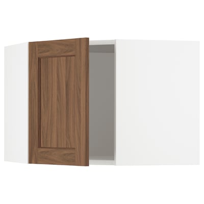 SEKTION Armoire murale d'angle, blanc Enköping/brun effet noyer, 26x15x20 "