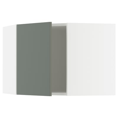 SEKTION Armoire murale d'angle, blanc/Nickebo gris -vert mat, 26x15x20 "