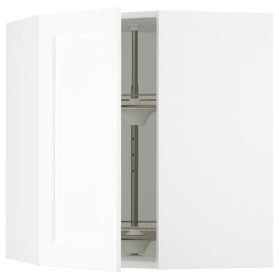 SEKTION Armoire murale d'angle+rgt pivot, blanc Enköping/blanc effet bois, 26x15x30 "