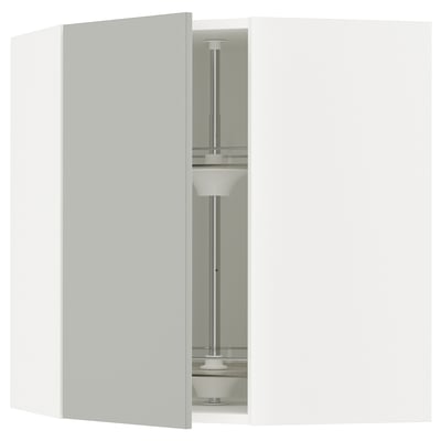 SEKTION Armoire murale d'angle+rgt pivot, blanc/Havstorp gris clair, 26x15x30 "