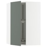 SEKTION Armoire murale d'angle+rgt pivot, blanc/Nickebo gris -vert mat, 26x15x40 "