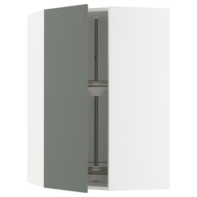 SEKTION Armoire murale d'angle+rgt pivot, blanc/Nickebo gris -vert mat, 26x15x40 "