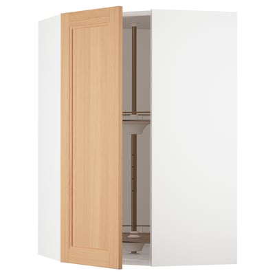 SEKTION Armoire murale d'angle+rgt pivot, blanc/Vedhamn chêne, 26x15x40 "