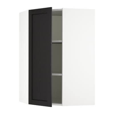 SEKTION Armoire murale d'angle+tablettes, blanc/Lerhyttan teinté noir, 26x15x40 "