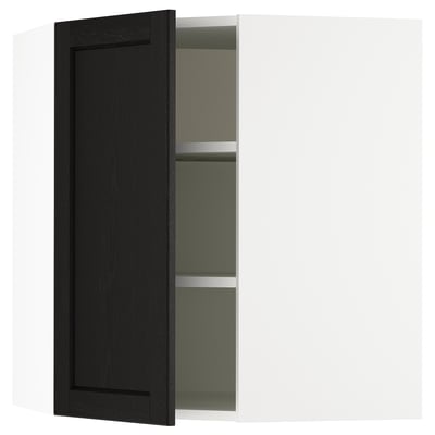 SEKTION Armoire murale d'angle+tablettes, blanc/Lerhyttan teinté noir, 26x15x30 "