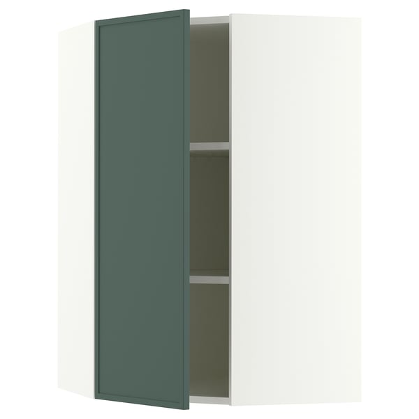 SEKTION Armoire murale d'angle+tblts, blanc/Aspudden gris-vert foncé, 26x15x40 "