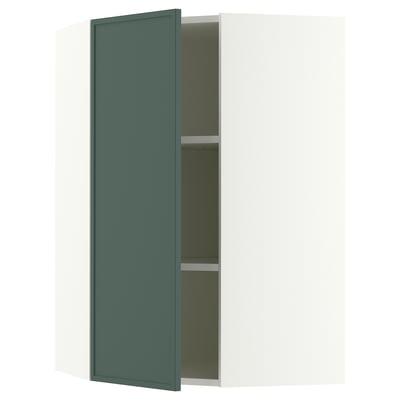 SEKTION Armoire murale d'angle+tblts, blanc/Aspudden gris-vert foncé, 26x15x40 "