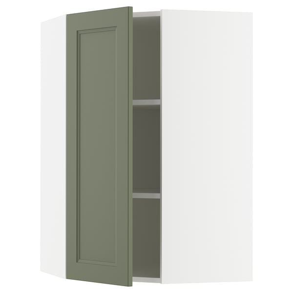 SEKTION Armoire murale d'angle+tblts, blanc/Axstad gris-vert, 26x15x40 "